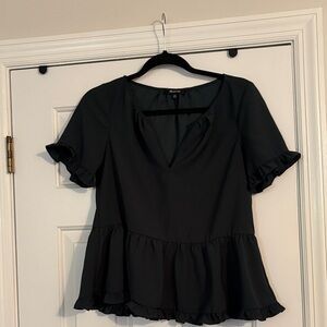 Madewell Black Ruffle Sleeve Blouse